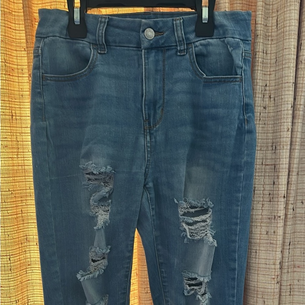 Wax Jean Women's Distressed Boyfriend Jeans in Blue